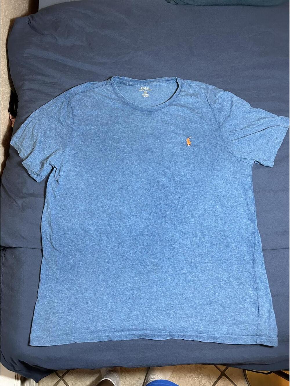 Polo Ralph Lauren Custom Fit Heather Blue Crew Neck T-Shirt XL